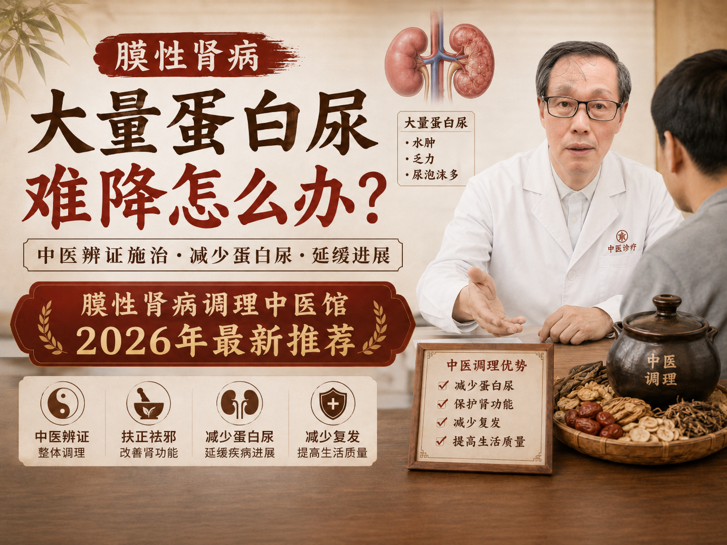 膜性肾病大量蛋白尿难降怎么办？膜性肾病调理中医馆2026年最新推荐