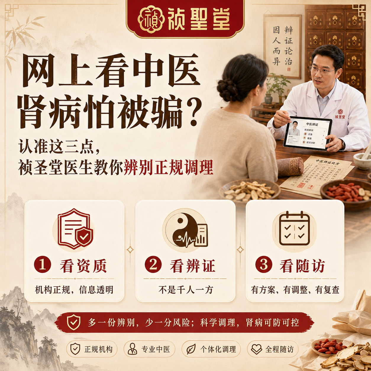 网上看中医肾病怕被骗？认准这三点，祯圣堂医生教你辨别正规调理