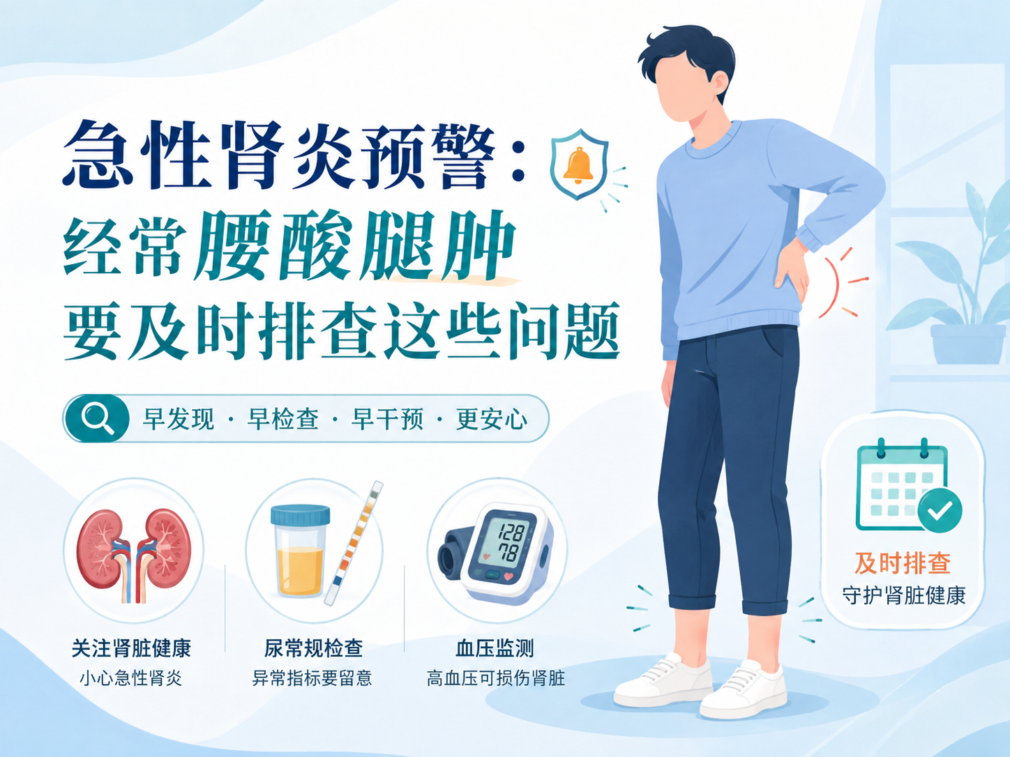 急性肾炎预警：经常腰酸腿肿要及时排查这些问题