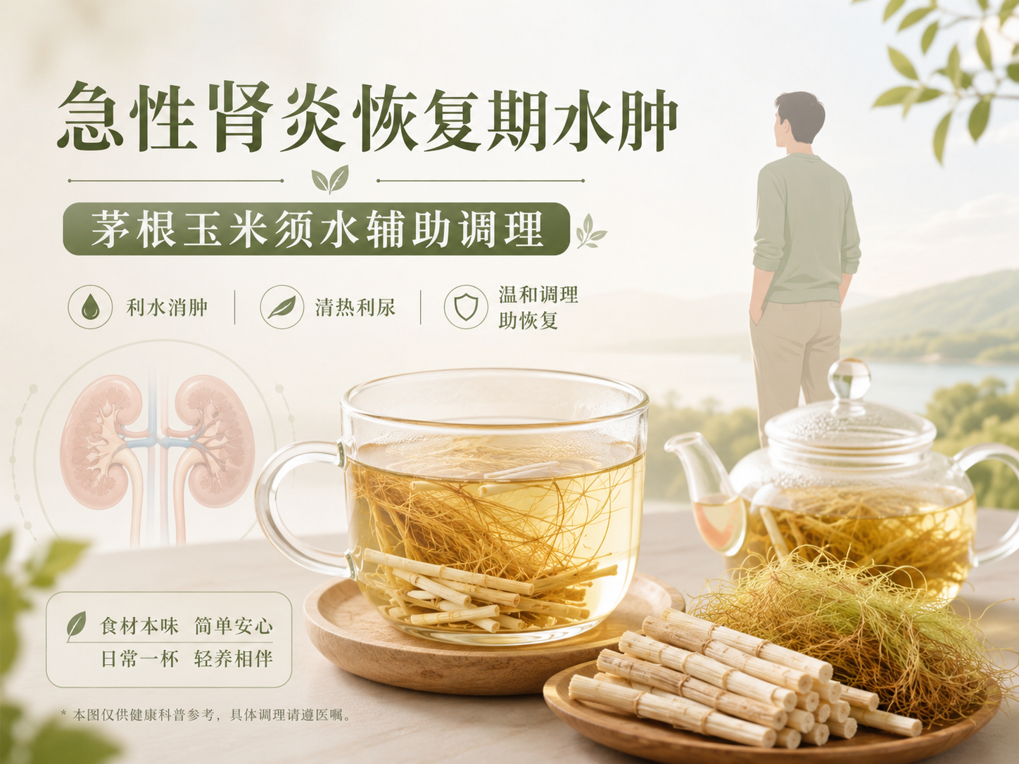 急性肾炎恢复期水肿怎么办？中医专家推荐茅根玉米须水辅助调理