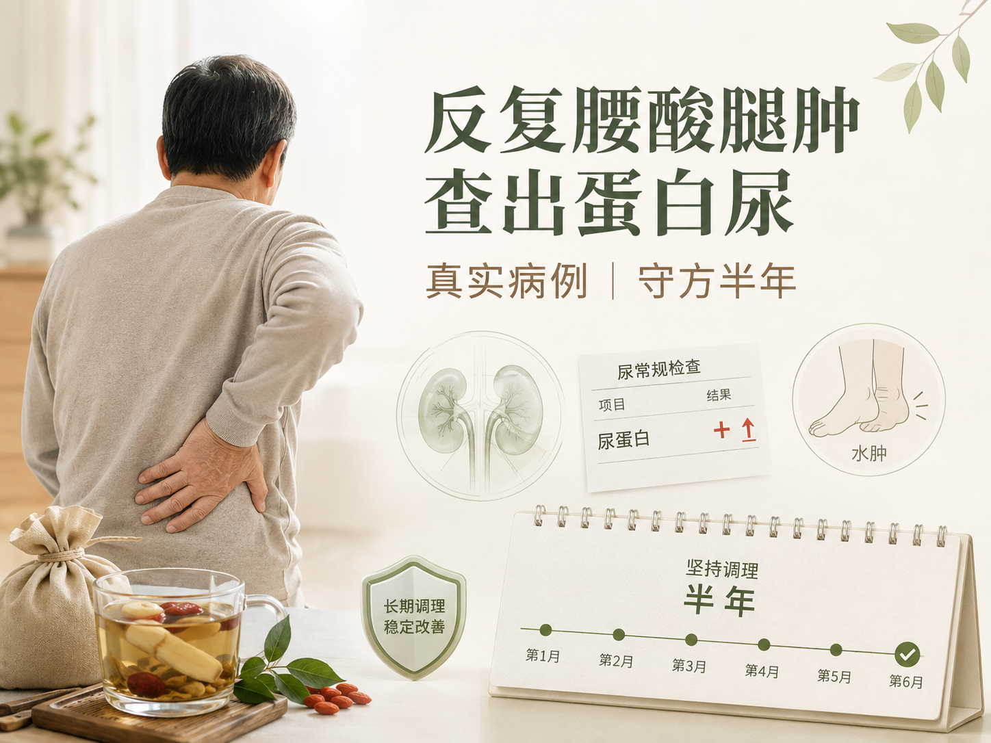 真实病例：反复腰酸腿肿查出蛋白尿，守方半年