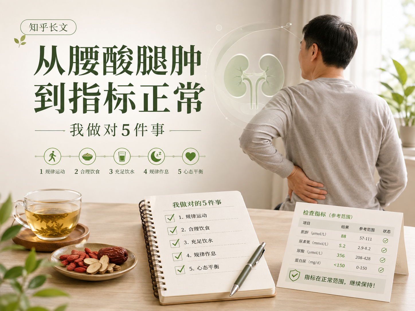 知乎长文：从腰酸腿肿到指标正常，我做对5件事