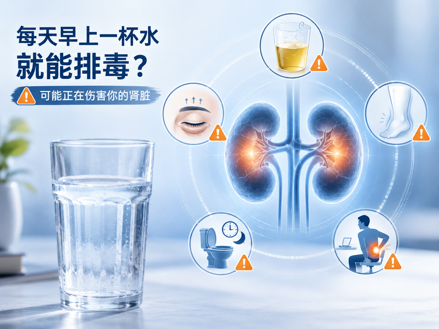 每天早上一杯水排毒？35岁总监查出肾损伤！喝水后的5个反应，是肾在“求救”