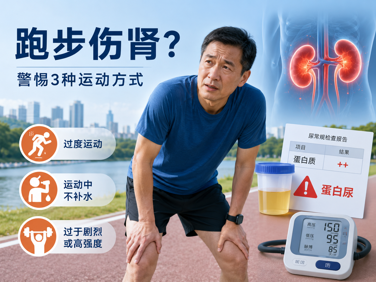 每天跑步5公里，高血压大叔竟跑出蛋白尿！医生警告：这3种运动方式很伤肾