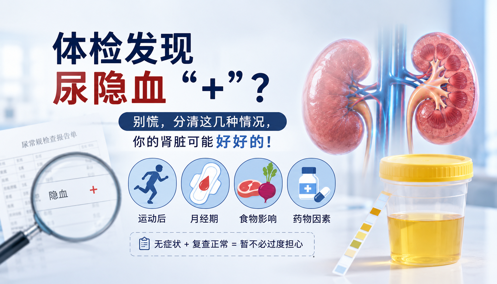 体检发现尿隐血“+”？别慌，分清这几种情况，你的肾脏可能好好的！