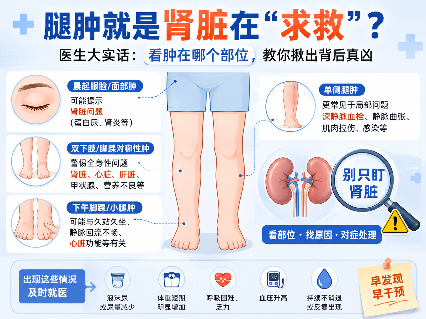 腿肿就是肾脏在“求救”？医生大实话：看肿在哪个部位，教你揪出背后真凶