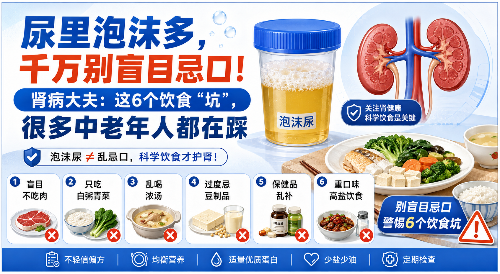 尿里泡沫多，千万别盲目忌口！肾病大夫：这6个饮食“坑”，很多中老年人都在踩