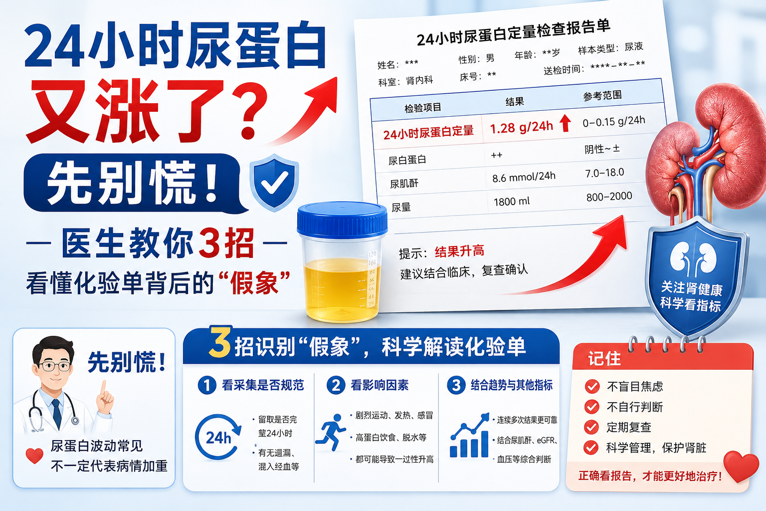 24小时尿蛋白又涨了？先别慌！医生教你3招，看懂化验单背后的“假象”