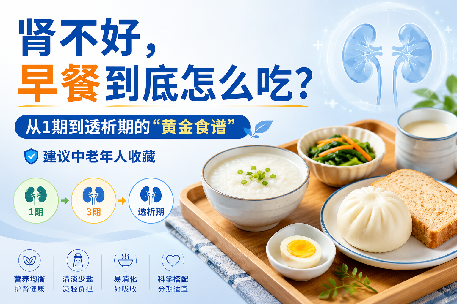肾不好，早餐到底怎么吃？从1期到透析期的“黄金食谱”，建议中老年人收藏