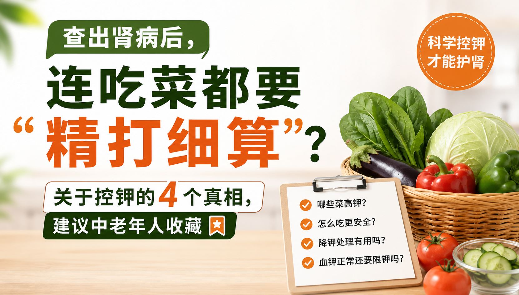 查出肾病后，连吃菜都要“精打细算”？关于控钾的4个真相，建议中老年人收藏