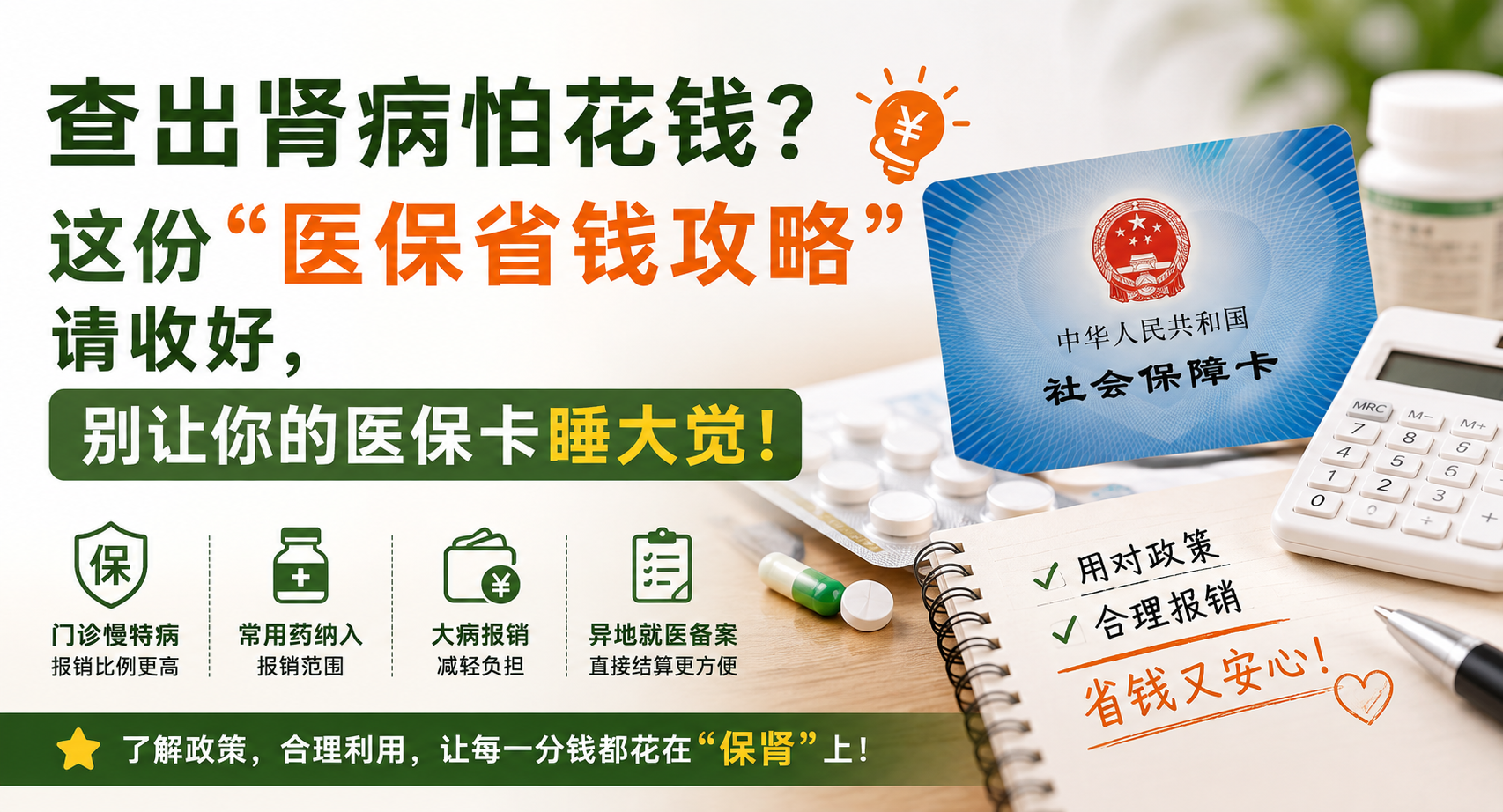 查出肾病怕花钱？这份“医保省钱攻略”请收好，别让你的医保卡睡大觉！