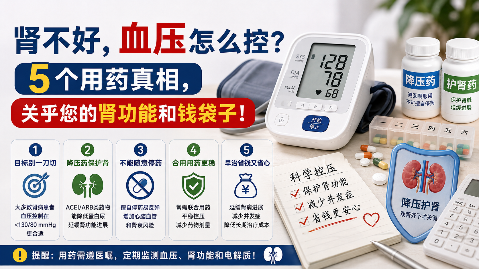 肾不好，血压怎么控？这5个用药真相，关乎您的肾功能和钱袋子！
