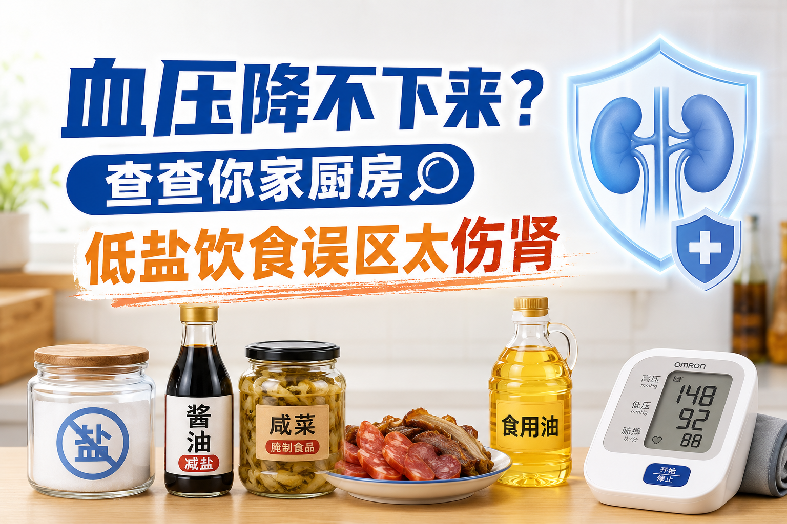 血压降不下来、吃药没效果？查查你家厨房！这几个“低盐饮食”误区太伤肾