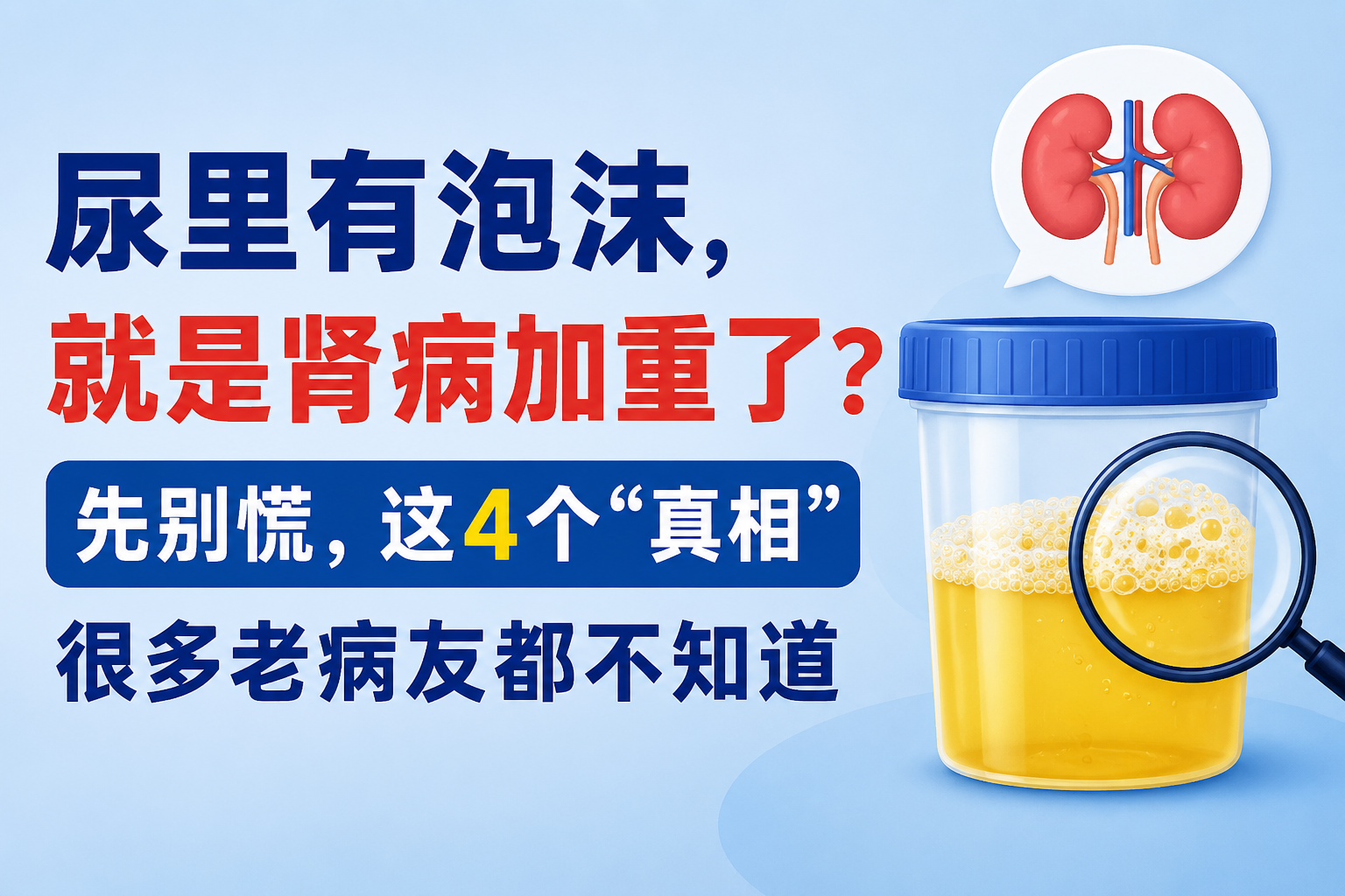 尿里有泡沫，就是肾病加重了？先别慌，这4个“真相”很多老病友都不知道
