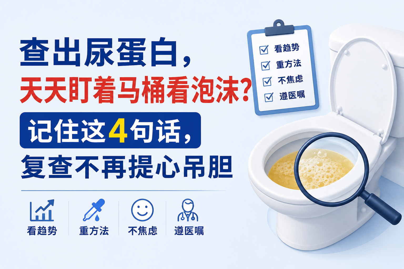 查出尿蛋白，天天盯着马桶看泡沫？记住这4句话，复查不再提心吊胆