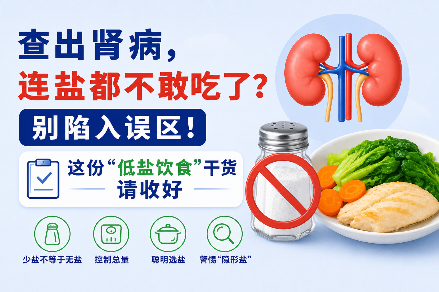查出肾病，连盐都不敢吃了？别陷入误区！这份“低盐饮食”干货请收好