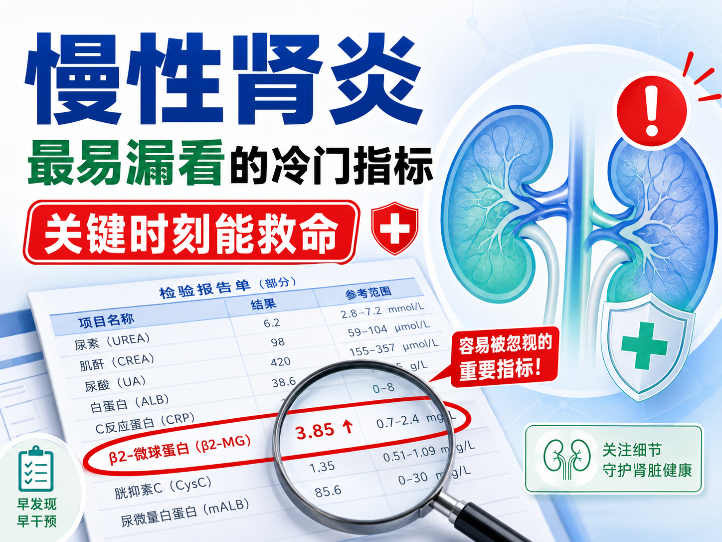 慢性肾炎化验单上最容易被漏看的一个冷门指标！关键时刻能救命！
