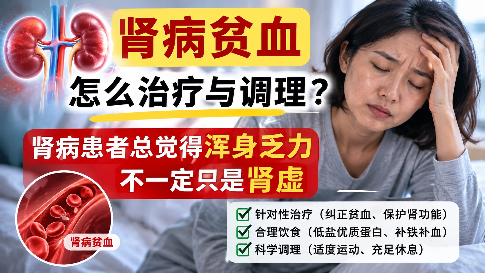 肾病贫血怎么治疗与调理？肾病患者总觉得浑身乏力不一定只是肾虚