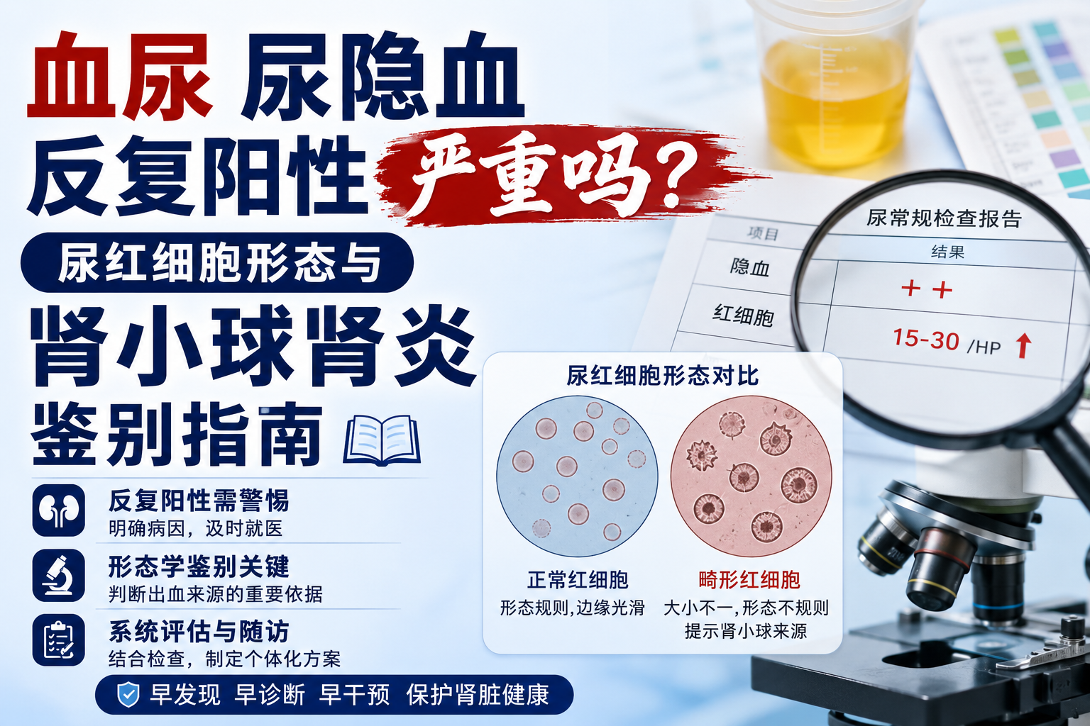 血尿尿隐血反复阳性严重吗？尿红细胞形态与肾小球肾炎鉴别指南