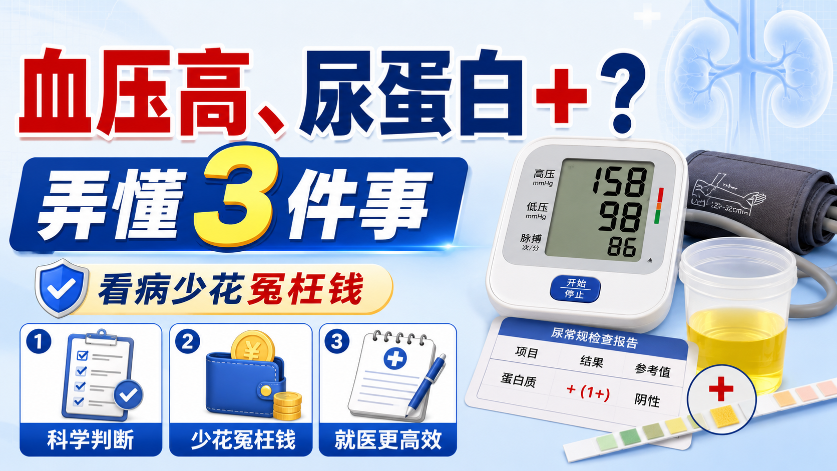 血压高、尿蛋白有加号？别慌，弄懂这3件事，看病少花冤枉钱
