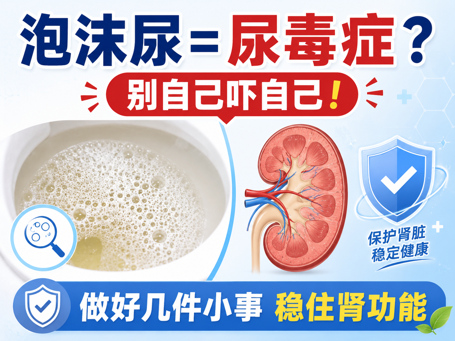泡沫尿=尿毒症？别自己吓自己！做好这几件小事，稳住肾功能不发愁