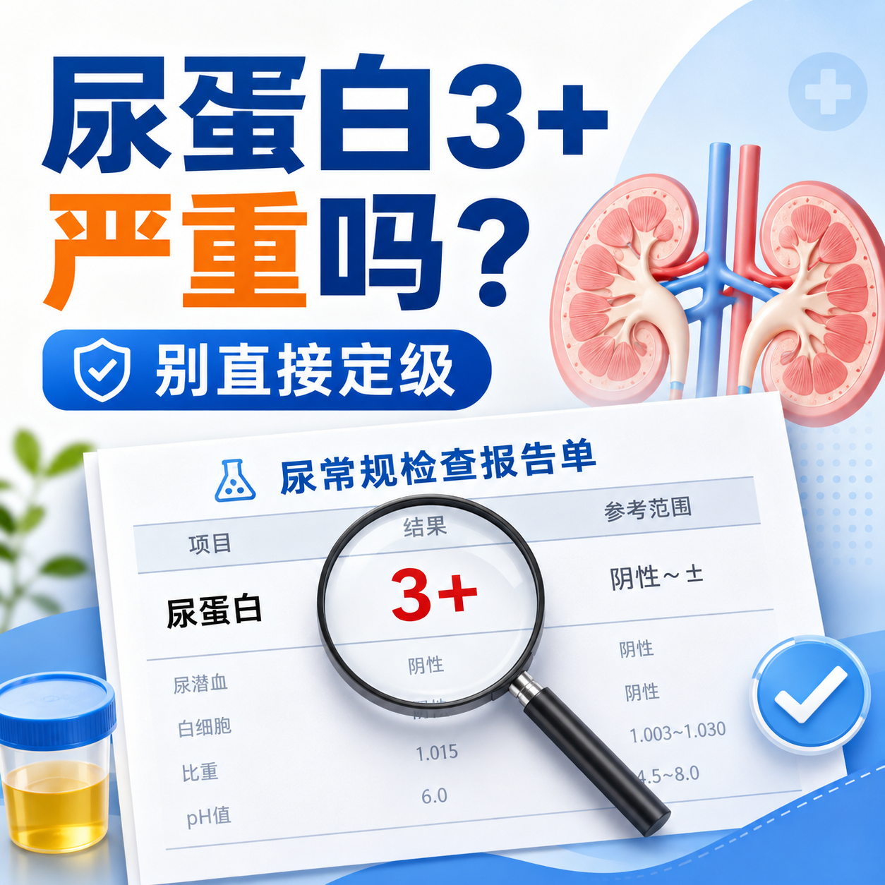 尿蛋白3+严重吗？先别拿“3+”直接给肾病定级