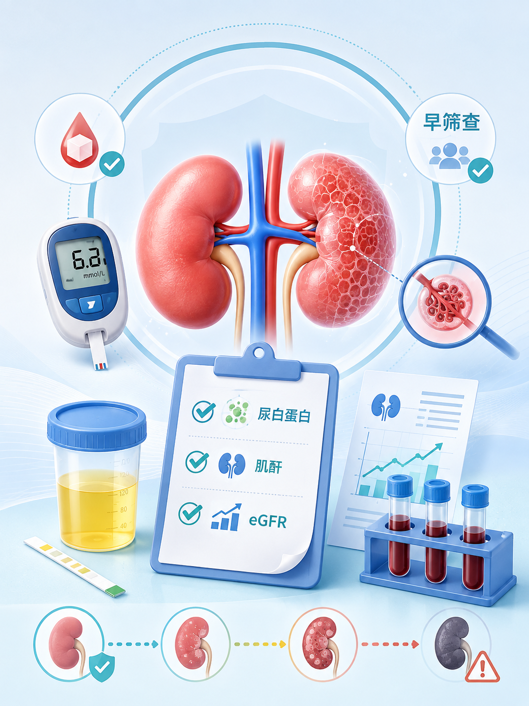糖尿病肾脏病怎么查？别等肌酐升高才开始关注肾脏