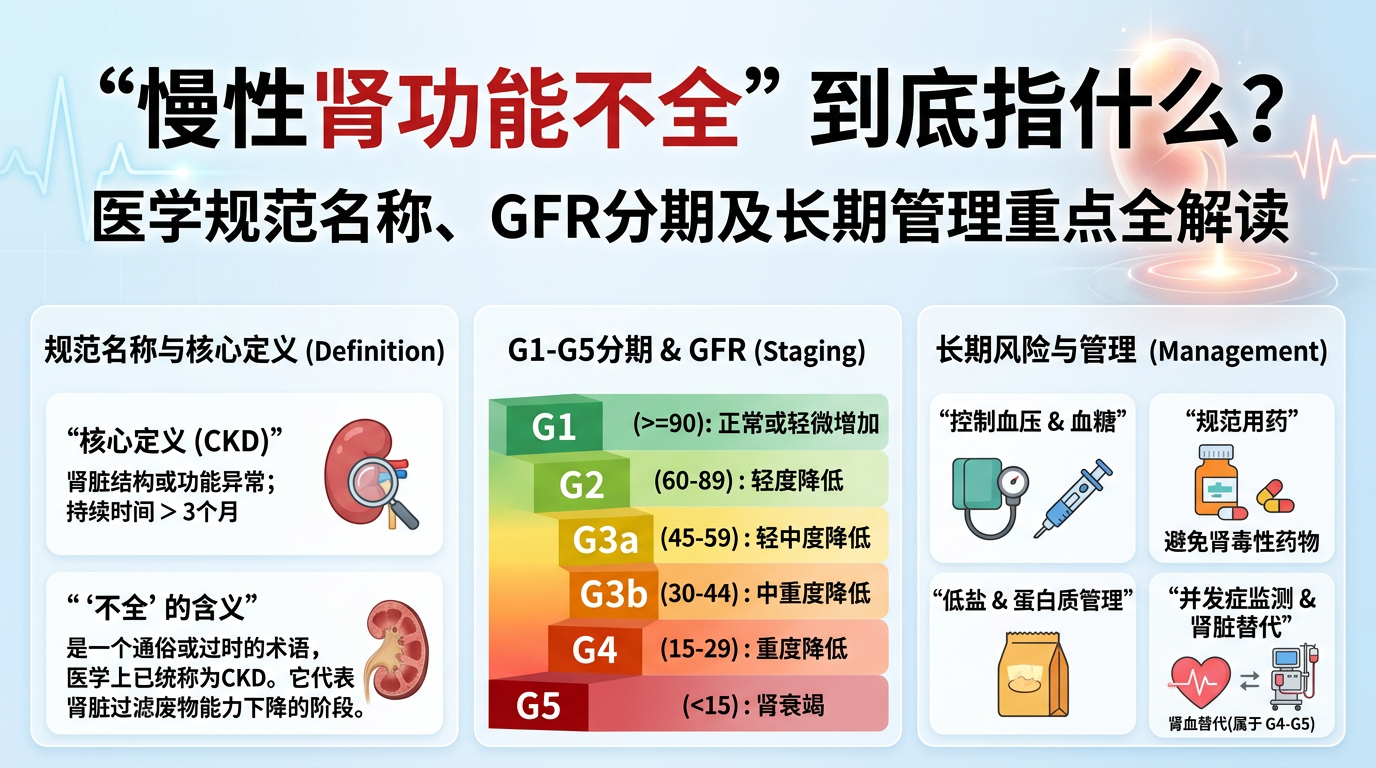 慢性肾功能不全是什么意思？先从规范名称、分期和长期风险管理讲清楚