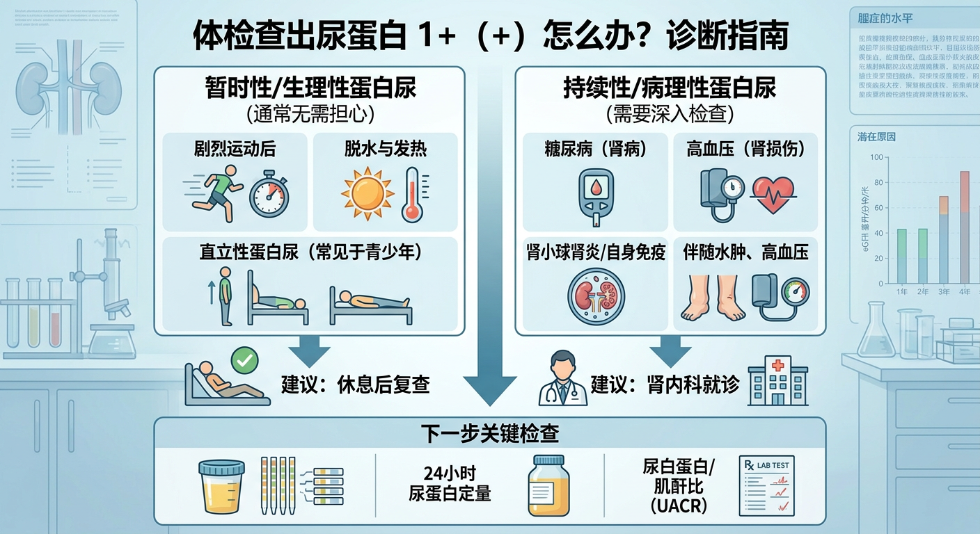 体检查出尿蛋白1+怎么办？哪些是暂时变化，哪些需要继续查