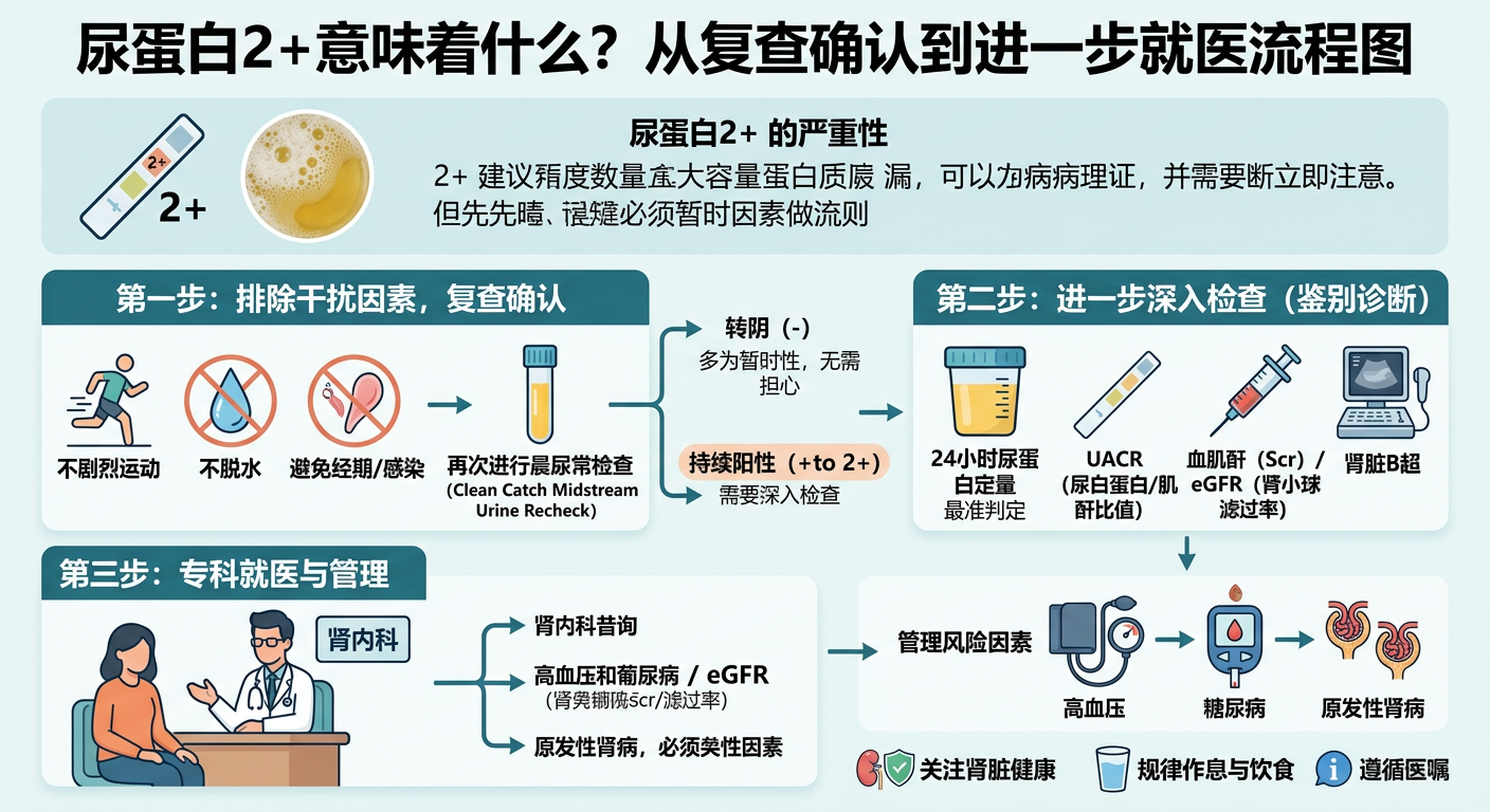 尿蛋白2+意味着什么？从复查确认到进一步就医说清楚