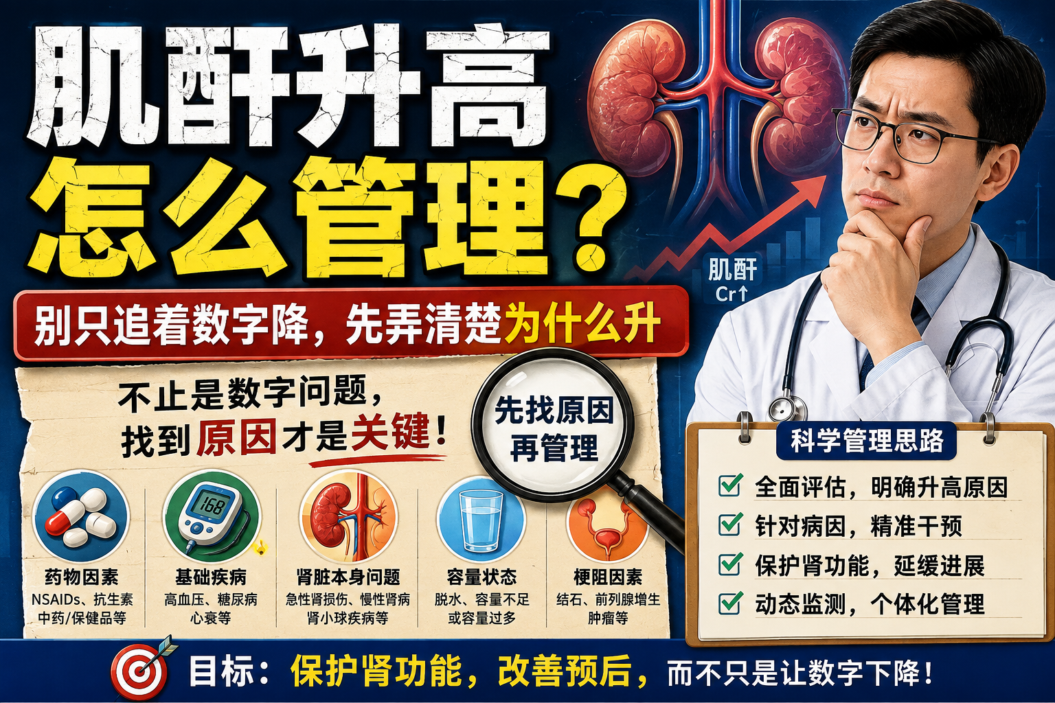 肌酐升高怎么管理？别只追着数字降，先弄清楚为什么升