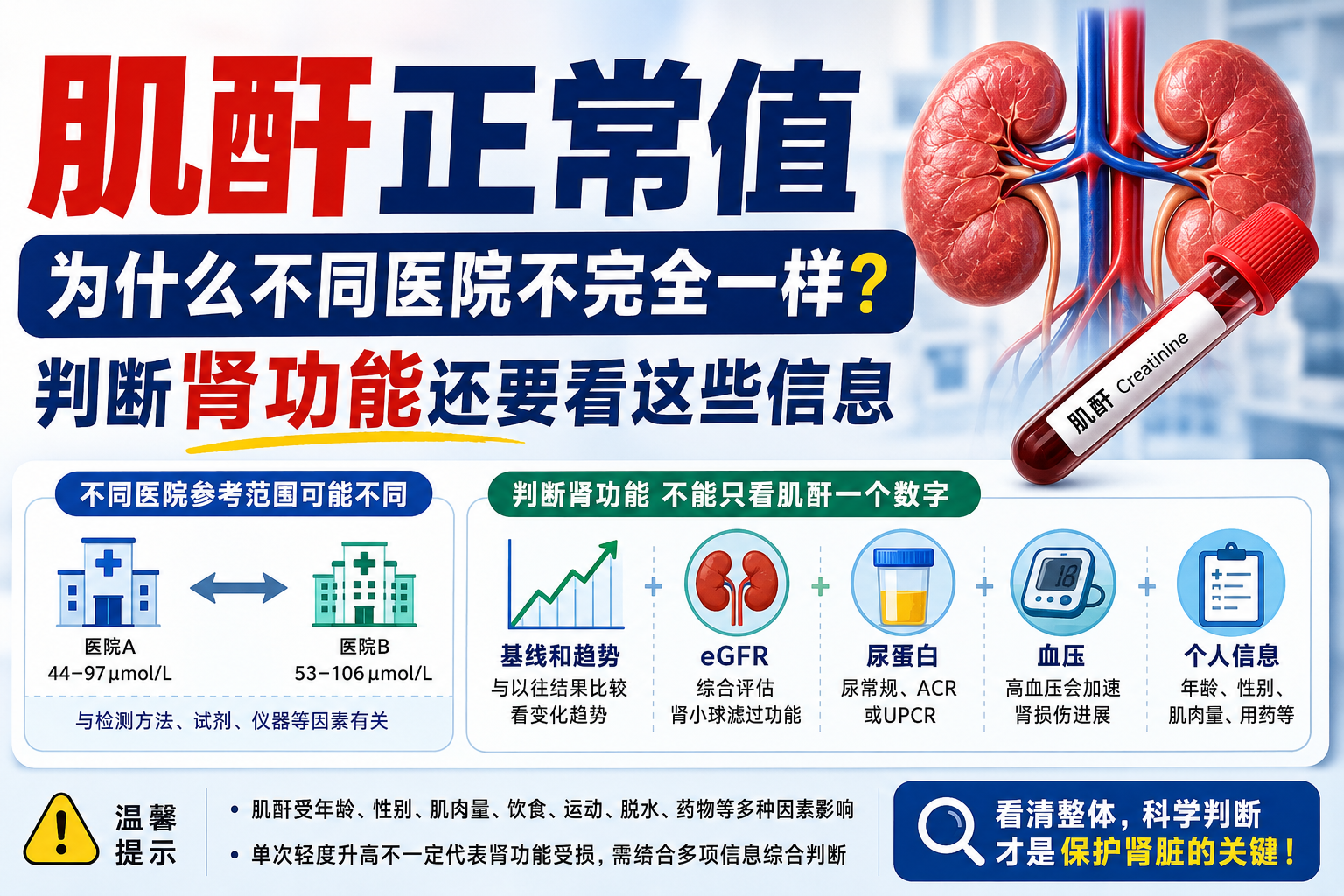 肌酐正常值｜为什么不同医院不完全一样？判断肾功能还要看这些信息