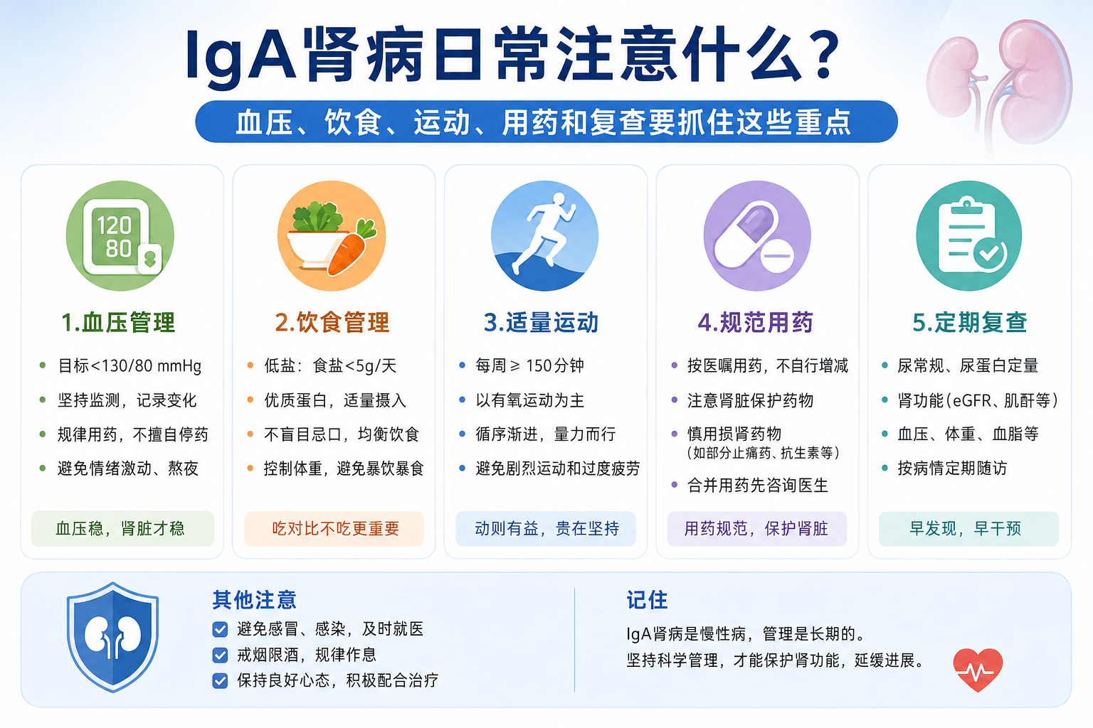 IgA肾病日常注意什么？血压、饮食、运动、用药和复查要抓住这些重点
