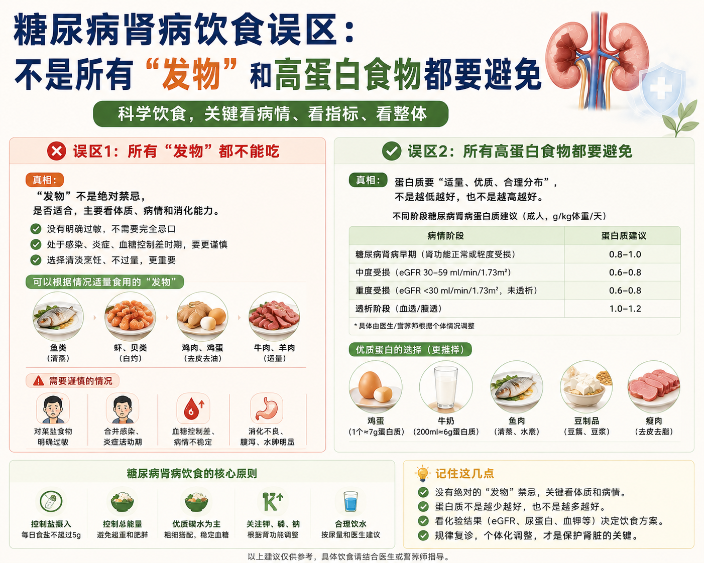 糖尿病肾病饮食误区：不是所有“发物”和高蛋白食物都要避免