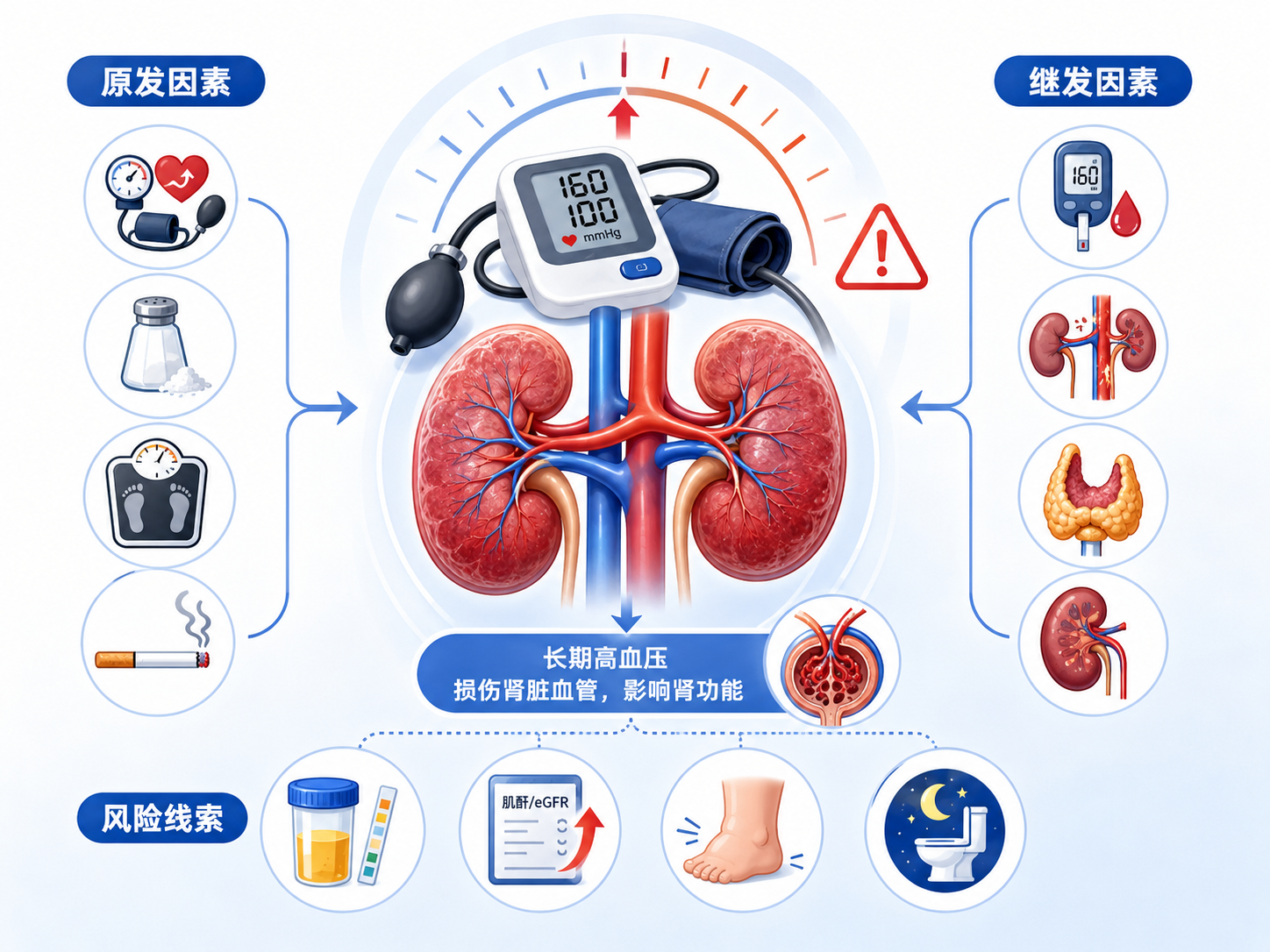 高血压肾病是什么原因引起的？原发因素、继发因素和风险线索一次了解