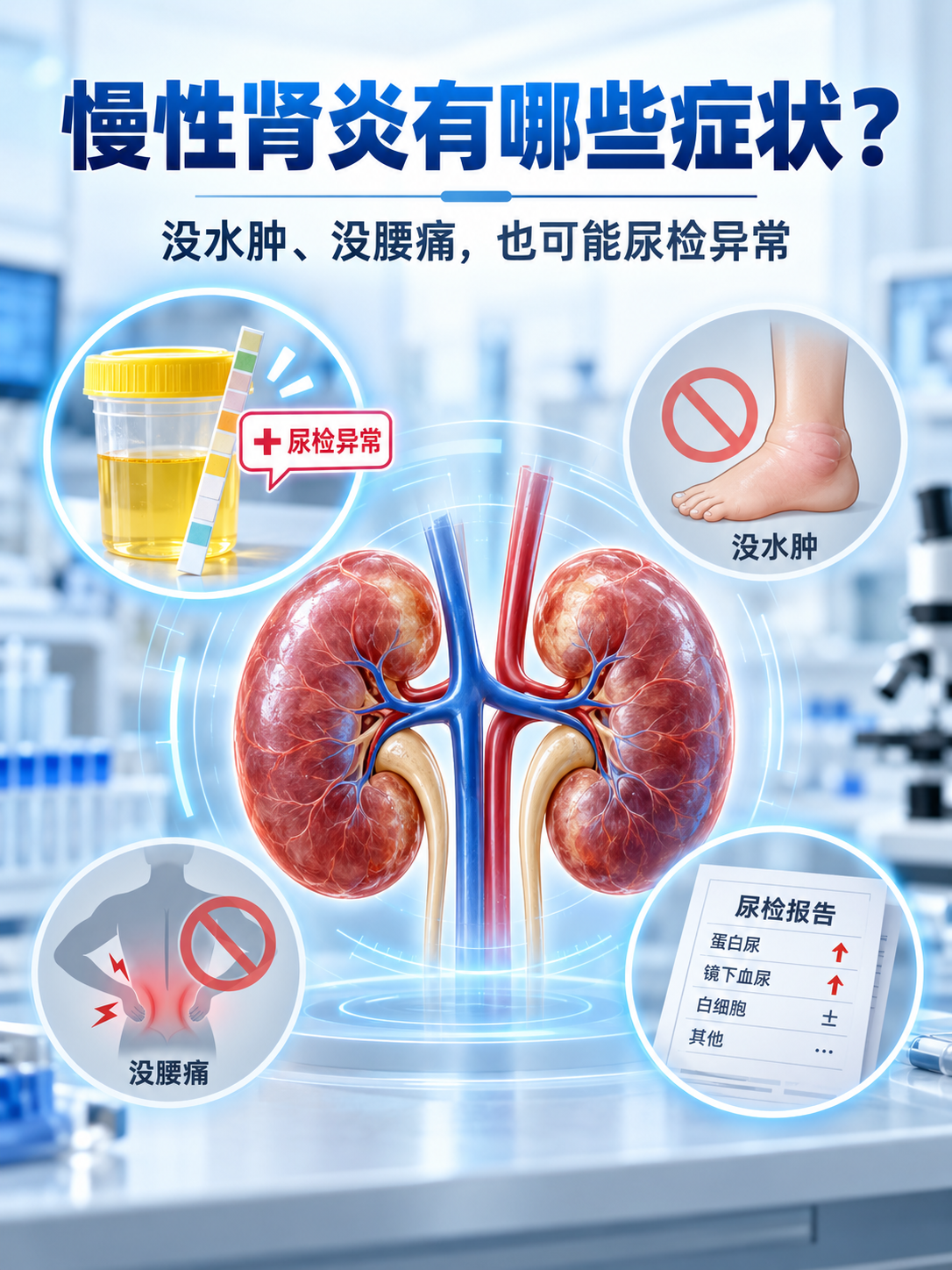 慢性肾炎有哪些症状？没有水肿和腰痛，也可能已经出现尿检异常
