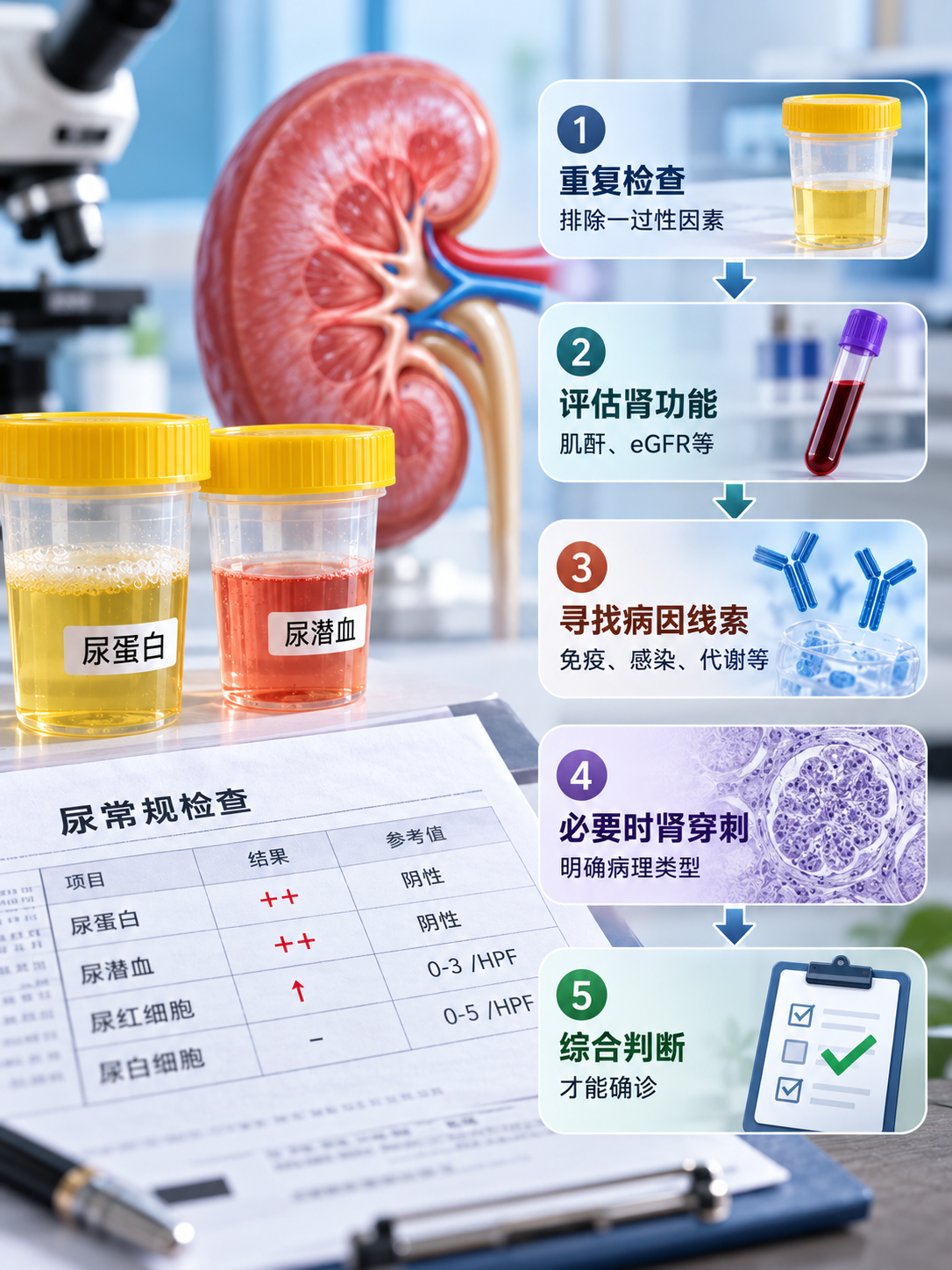 尿蛋白和血尿反复异常，就是慢性肾炎吗？确诊还差这几步