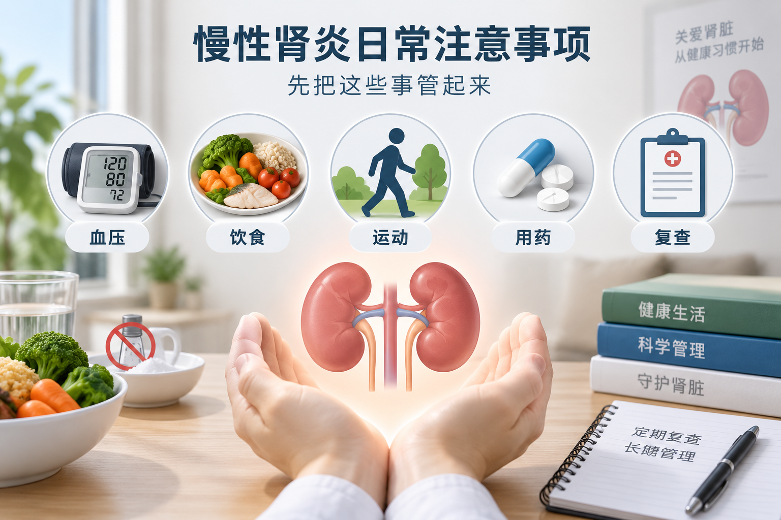 慢性肾炎日常注意事项：血压、饮食、运动、用药和复查，先把这些事管起来