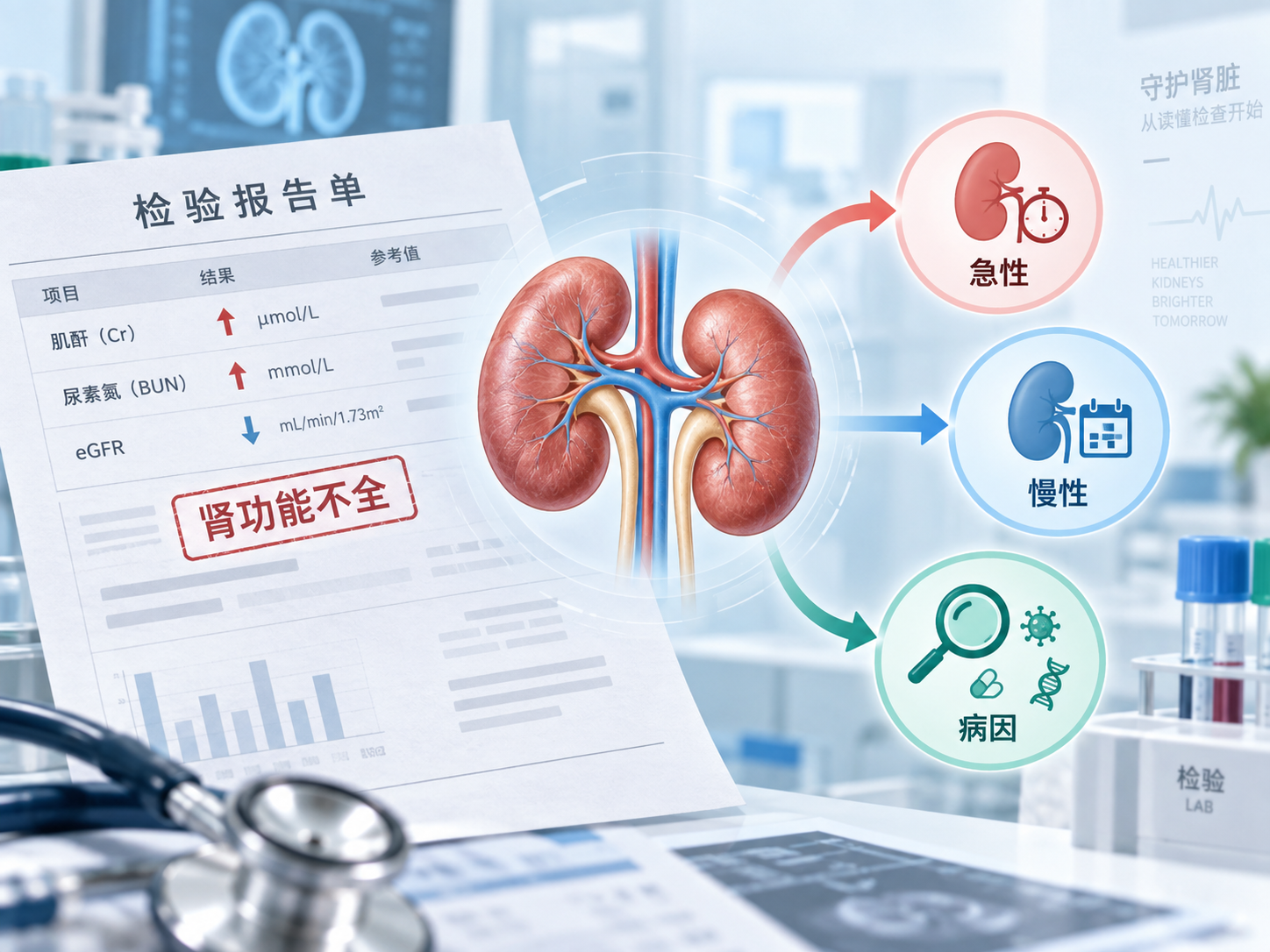 检查报告写着肾功能不全，意味着什么？先分清急性、慢性和病因