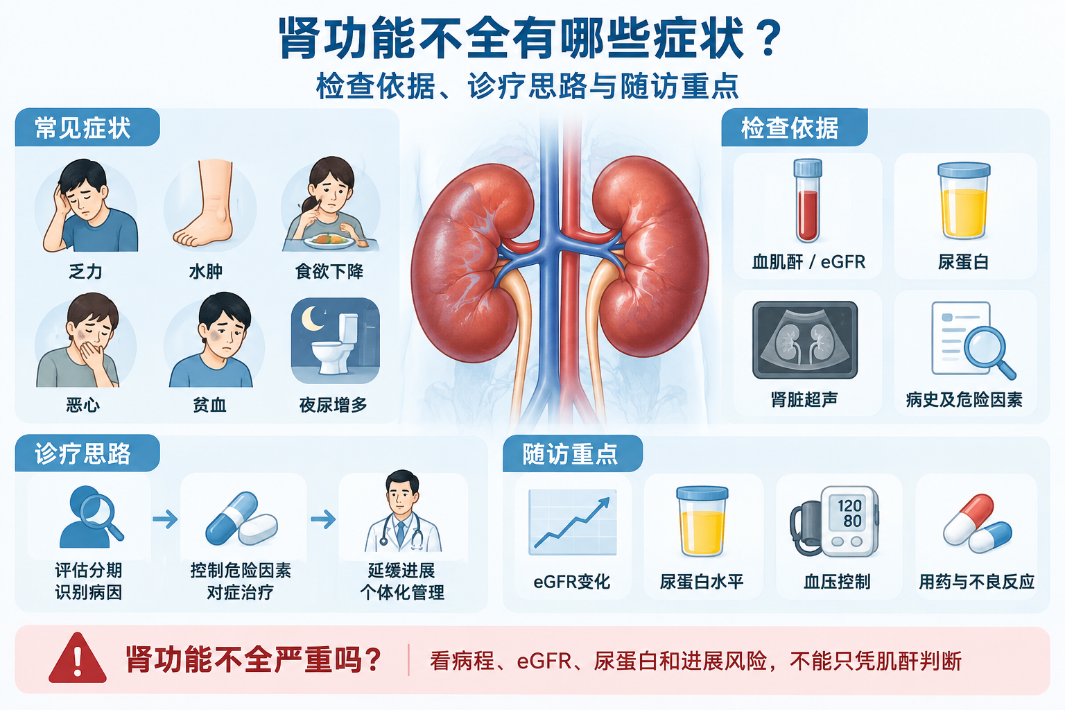 肾功能不全严重吗？看病程、eGFR、尿蛋白和进展风险，不能只凭肌酐判断