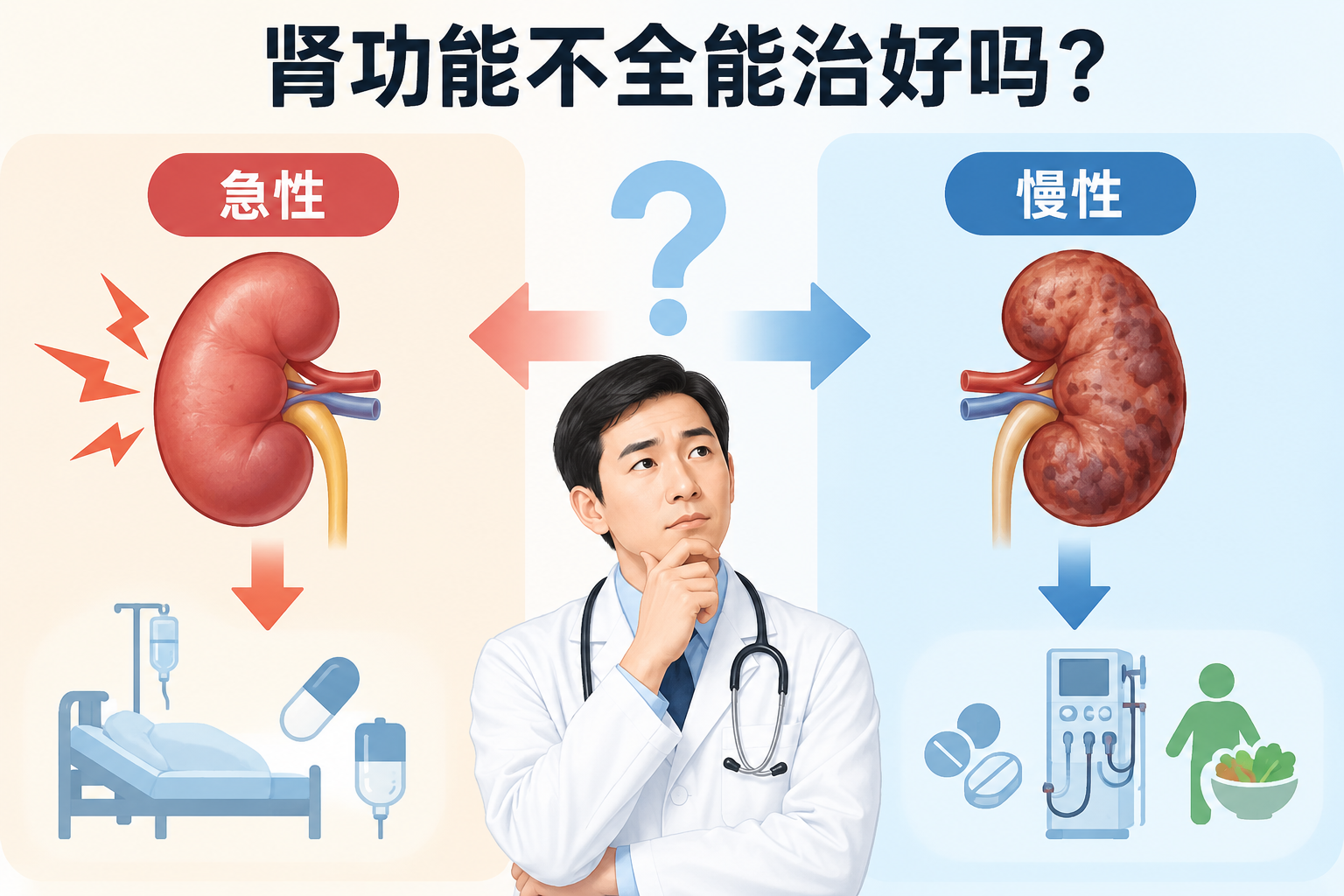 肾功能不全能治好吗？先分清急性与慢性，再看治疗方向