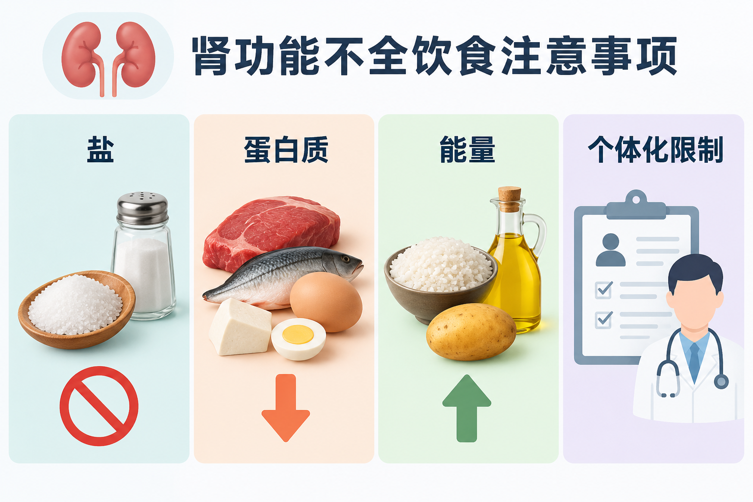 肾功能不全饮食注意事项：围绕盐、蛋白质、能量和个体化限制逐项说明