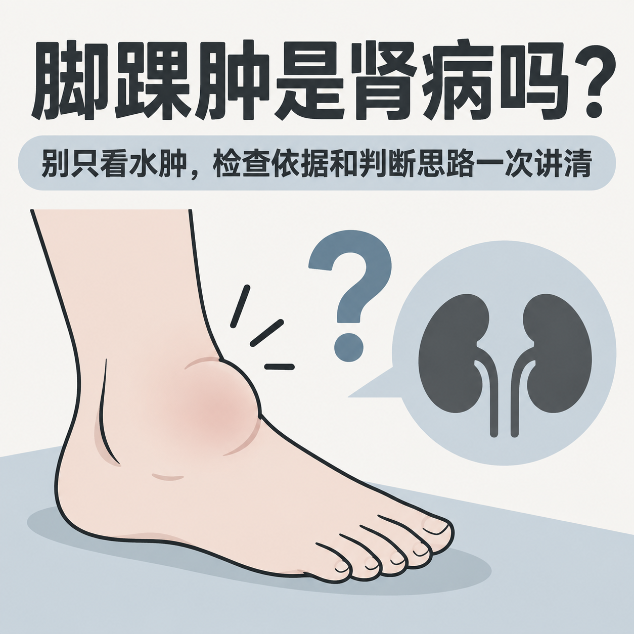 脚踝肿是肾病吗？别只看水肿，检查依据和判断思路一次讲清
