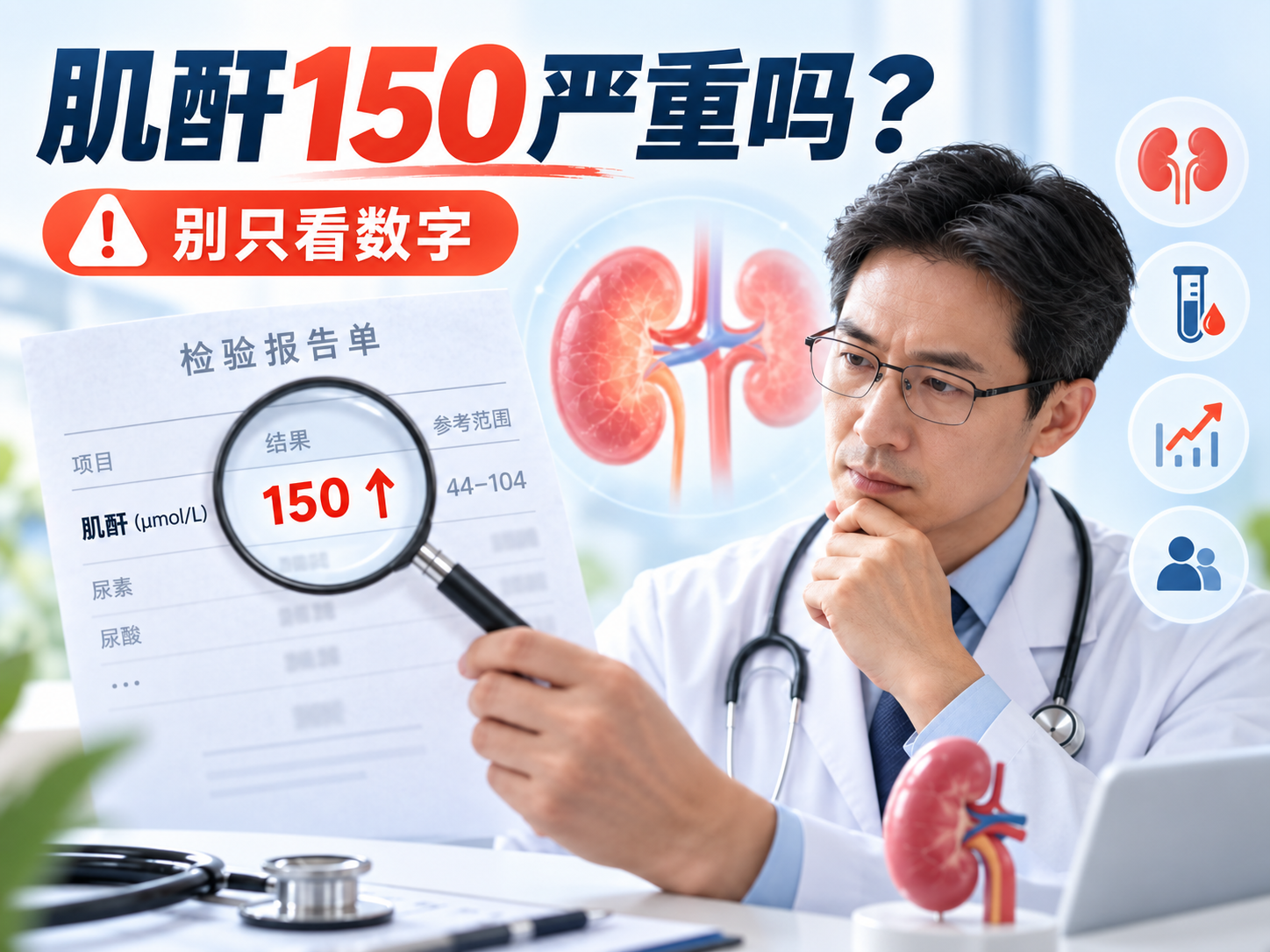 肌酐150严重吗？别只看箭头升高，关键还要看这几个判断依据