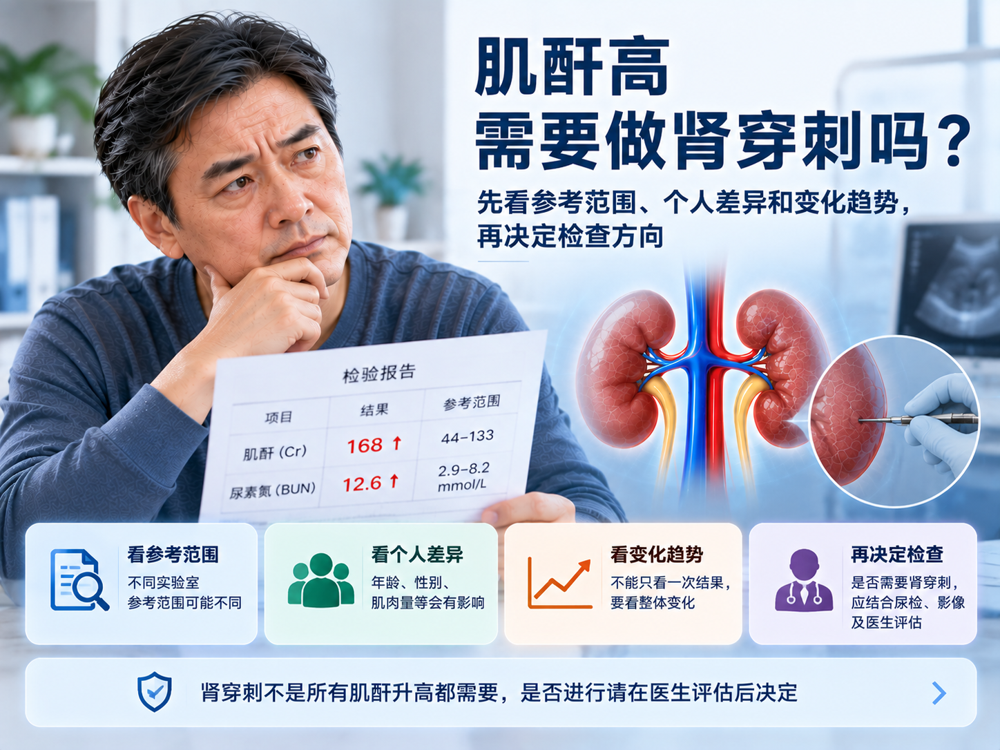 肌酐高需要做肾穿刺吗？先看参考范围、个人差异和变化趋势，再决定检查方向
