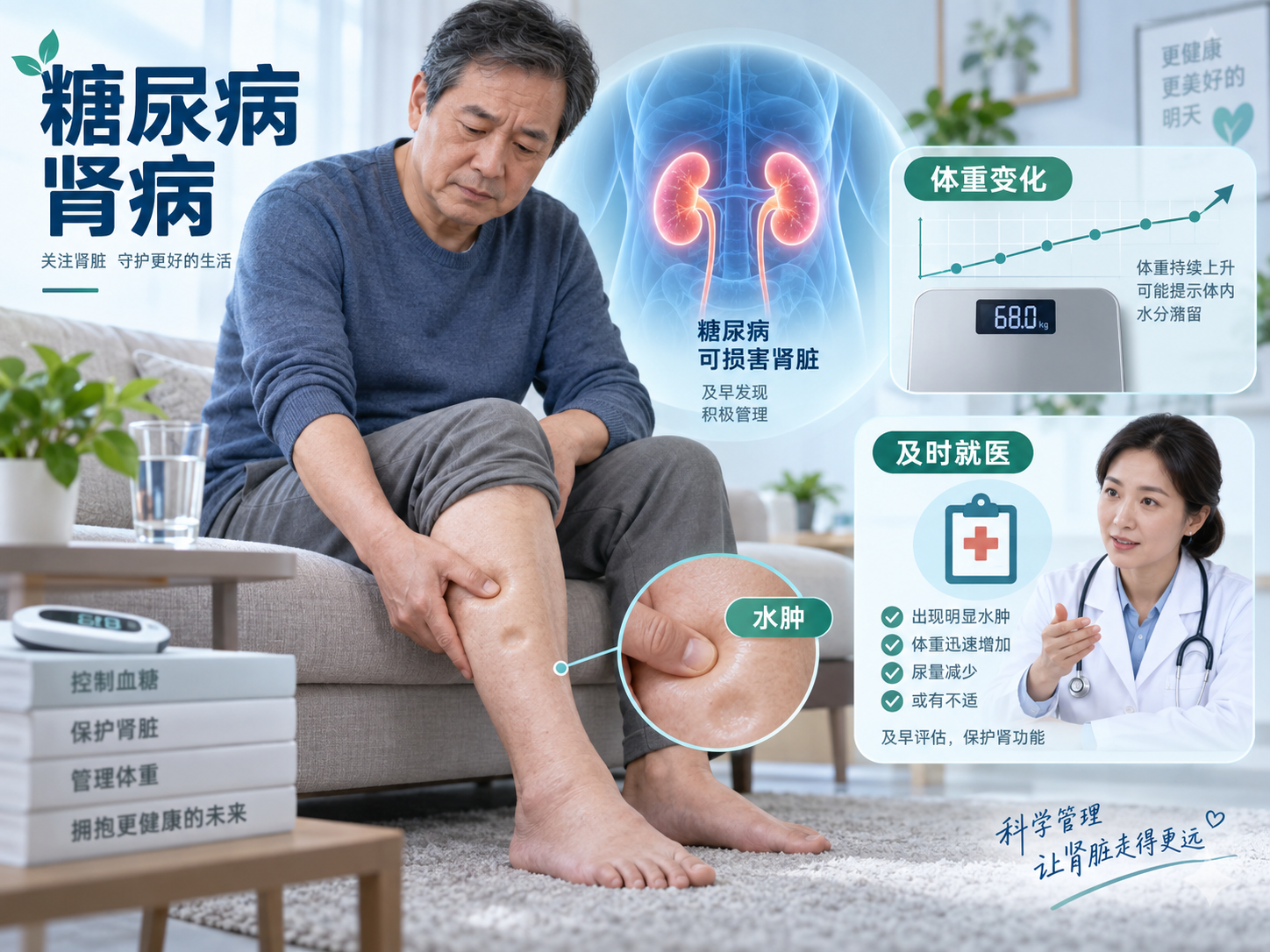 糖尿病肾病出现水肿：为什么会肿、体重怎么看、什么时候要就医