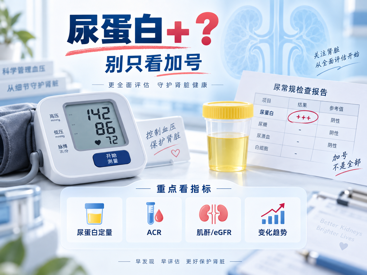 高血压伴尿蛋白，不能只看“几个加号”：真正要比较的是这些指标
