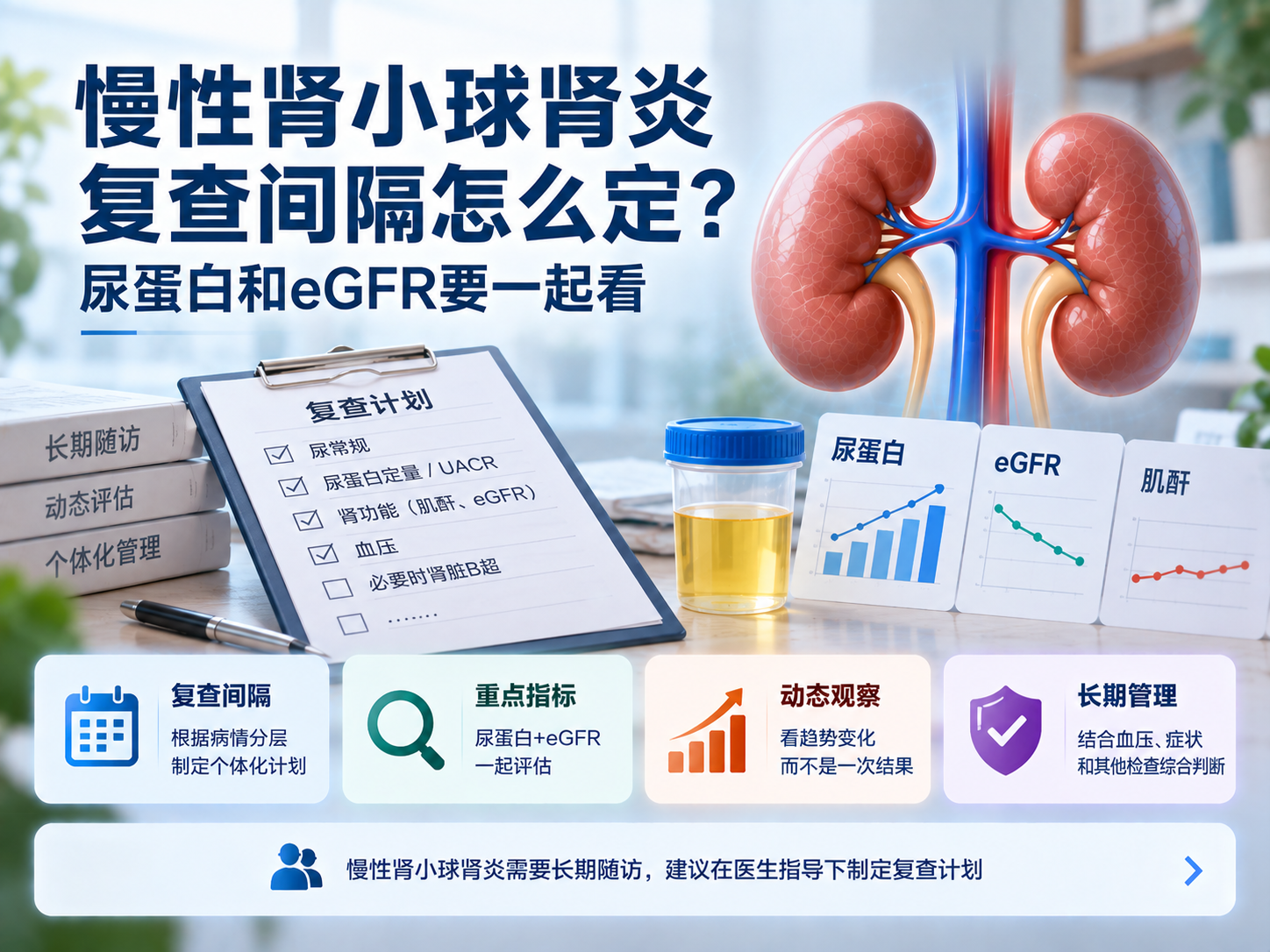 慢性肾小球肾炎复查间隔怎么定？尿蛋白和eGFR要一起看