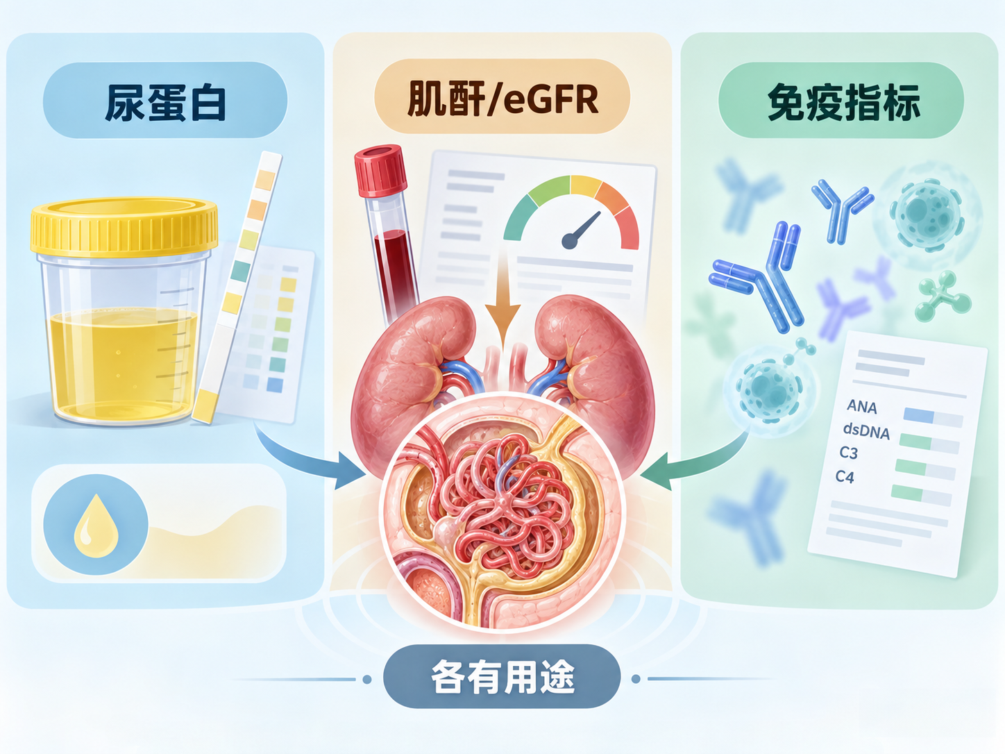 怀疑肾小球肾炎先查什么？尿蛋白、肌酐、免疫指标各有用途