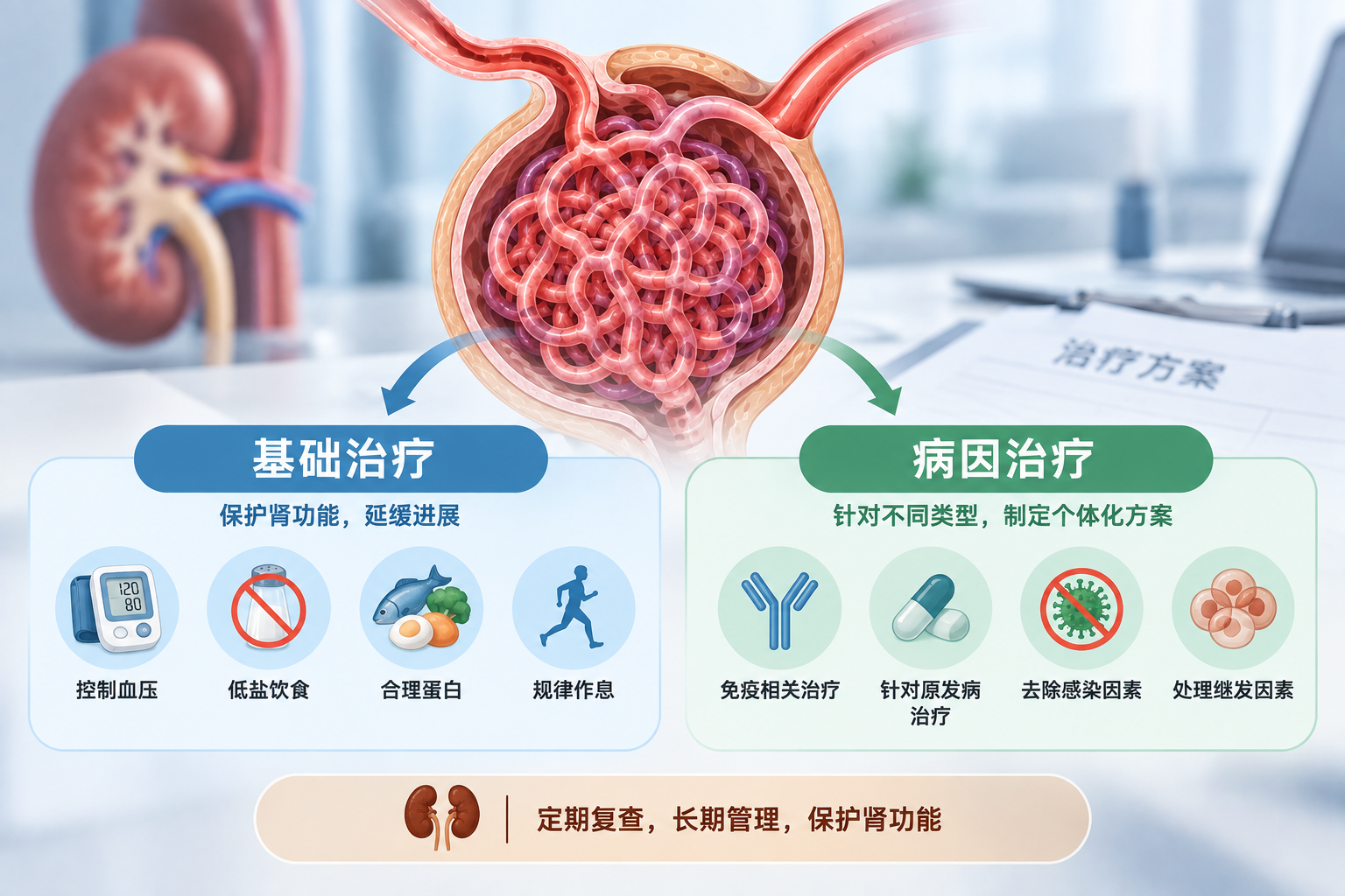 查出肾小球肾炎以后怎么治？基础治疗和病因治疗要分开